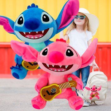 Детская яркая мягкая игрушка-брелок для рюкзака Stitch с гитарой 8382 (AX) 03k27p002 фото
