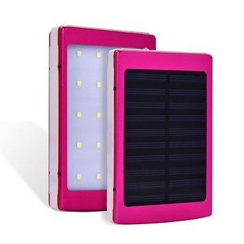 УМБ Power bank ViaKing 5000 mAh солнечная панель и LED-фонарь Розовый (H-1) 11k12p004v3 фото