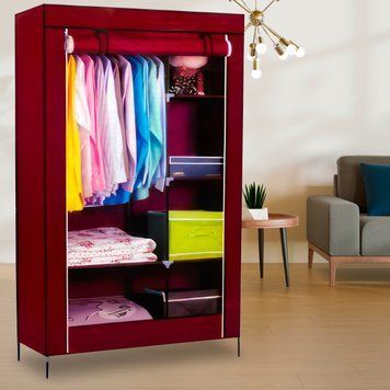 Складна каркасна тканинна шафа для одягу та взуття Storage Wardrobe 98105/88105 Бордова 105х45х175 (N-17) 01k04p165v1 фото