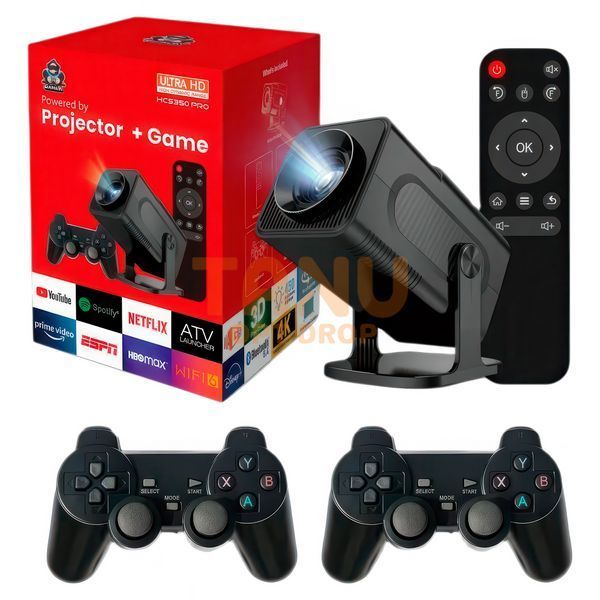 Игровой мульти-проектор HCS350 PRO с джойстиками + пульт управления 36000 игр Черный (205) 11k10p077v1 фото