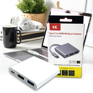 Конвертер Type-C 3в1 (HDMI+USB3.0+Type-C) LZ-04V (206) 11k06p366 фото