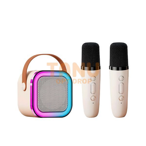 Детское караоке с 2-мя микрофонами K12 Bluetooth колонка с RGB подсветкой Бежевый (509) 11k03p188v1 фото