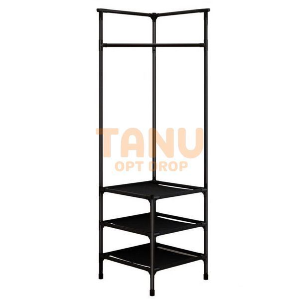 Стойка-стеллаж Corner rack с перекладиной для вешалок, YH6606-2122F3 угловая напольная вешалка, 180 х 45 х 45 см, Черный 01k04p094v1 фото