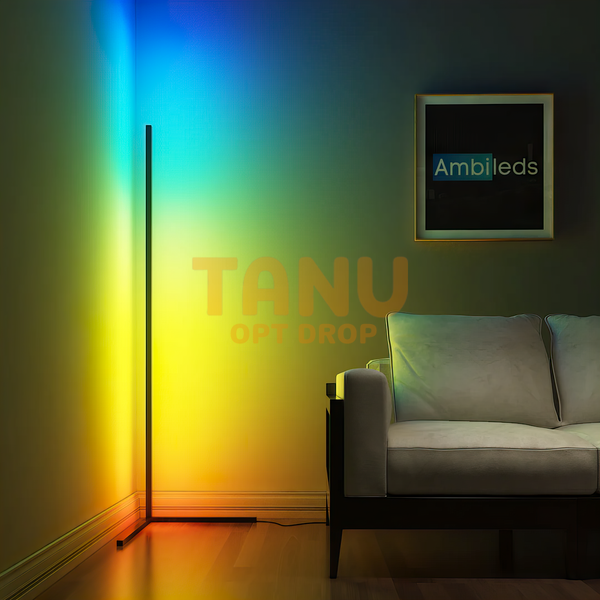 Кутова кольорова підлогова RGB лампа торшер з пультом управління та регулюванням яскравості EL-2185-3 (237) 01k09p279 фото