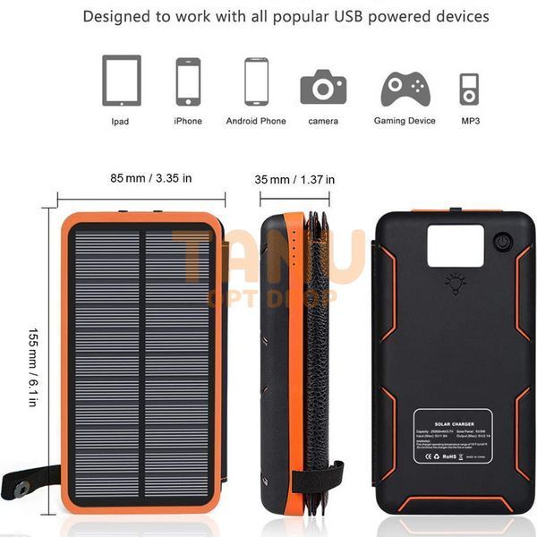 УМБ Power bank ViaKing 10000 Сонячна панель Чорний (H-10) 11k12p002v1 фото