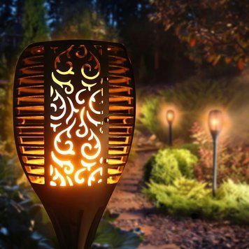 Водонепроникний ліхтар 52 см з ефектом полум'я Solar flame led light sensor activated (105) 02k11p118 фото