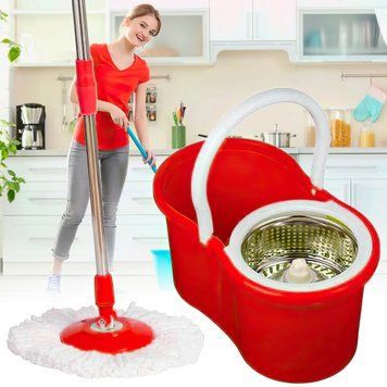 Швабра з відром з автоматичним віджиманням та полосканням Magic Mop Easy 360 на 10 літрів Червоний 01k02p203v4 фото