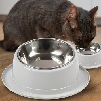 Наклонная миска для животных с металлическим поддоном для еды и воды Серый (626) 05k05p031v1 фото