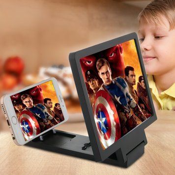 Універсальний 3D збільшувач екрану-лінза з підставкою під телефон Enlarged Screen Mobile Phone F1 Чорний 11k02p182 фото