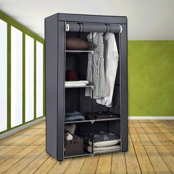 Складана каркасна тканинна шафа для одягу та взуття 105х45х175 Storage Wardrobe 98105/88105 Сiрий/N-17 01k04p165v8 фото