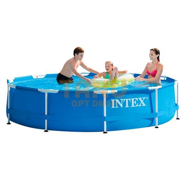 Круглий каркасний вуличний басейн для всієї родини Intex 28210 Metal Frame Pool, 366х76 см, 6503 л 02k12p030 фото