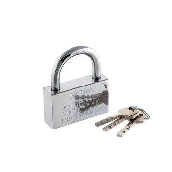 Замок Extra 50 мм серебряный 3ключа №TLS01-50 (№А286) (30/1) 04k02p101 фото