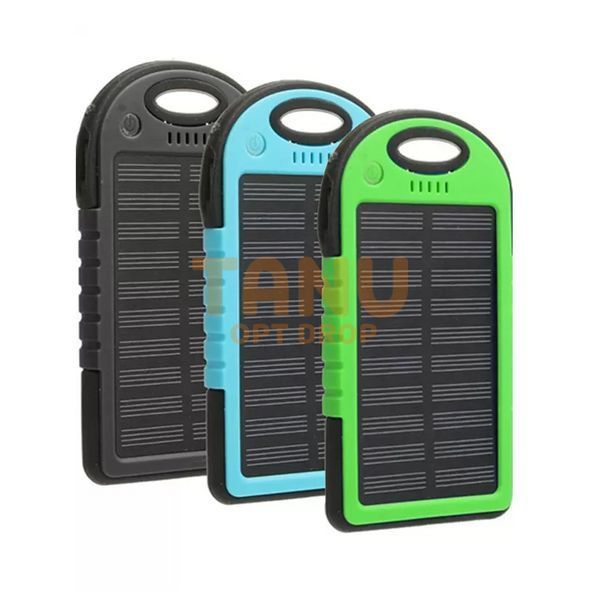 Портативний зарядний Power Bank Solar 35000 mAh на сонячній батареї з ліхтариком, Зелений, Блакитний, Чорний 11k12p089 фото