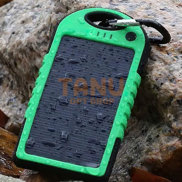 Портативний зарядний Power Bank Solar 35000 mAh на сонячній батареї з ліхтариком, Зелений, Блакитний, Чорний 11k12p089 фото