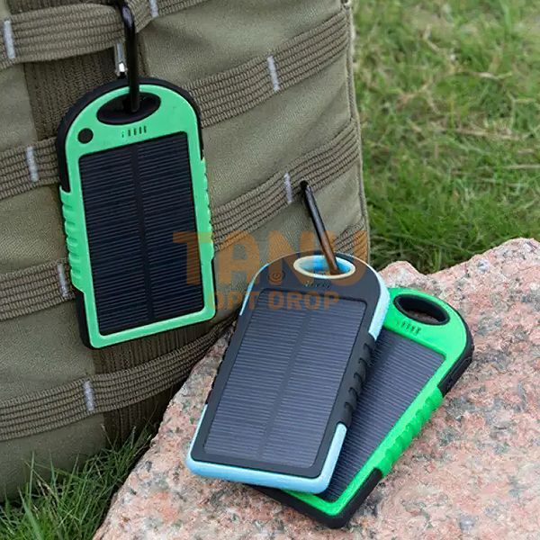 Портативний зарядний Power Bank Solar 35000 mAh на сонячній батареї з ліхтариком, Зелений, Блакитний, Чорний 11k12p089 фото