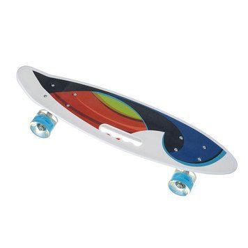 Скейт Пенни борд Best Board SL-AS(108), колеса PU светящиеся, дека с ручкой Белый 13k03p008 фото