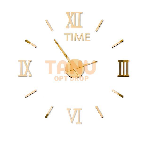 Настінні самоклеючі кварцові 3д годинник DIY Clock ZH173720 Золоті 01k10p027 фото