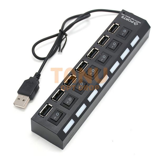 Переходник usb порт 2.0 на 7 входов, с подсветкой 11k04p001 фото