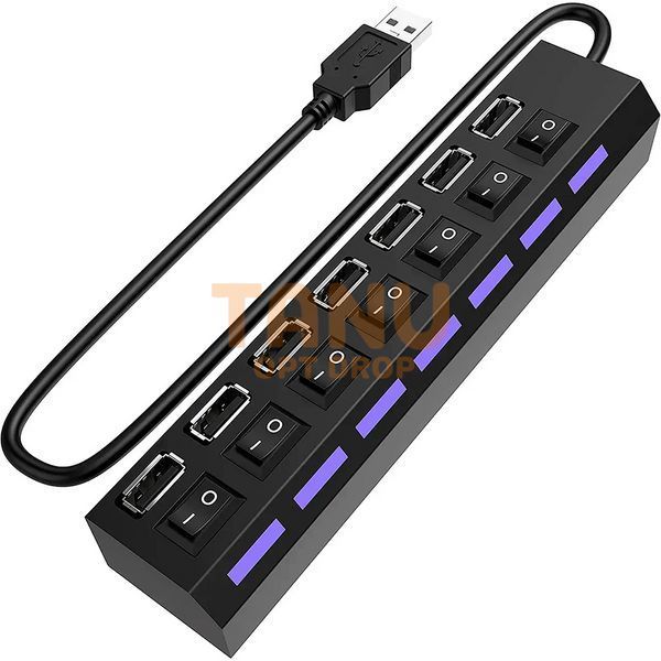 Переходник usb порт 2.0 на 7 входов, с подсветкой 11k04p001 фото