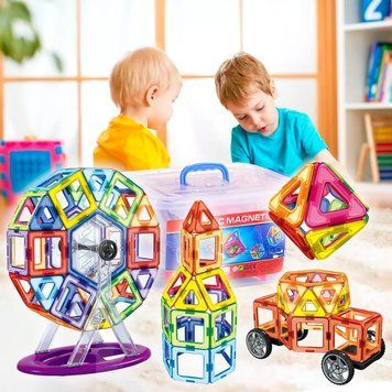 Дитячий розвиваючий магнітний конструктор у кейсі Magic Magnet 120шт (509) 03k03p049v1 фото