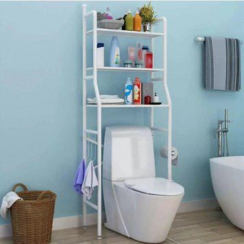 Стелаж для зберігання напольний над унітазом, регульований по висоті Toilet Rack на 3 яруси Білий 01k04p002 фото