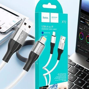 USB дата кабель для заряджання та передачі даних HOCO X72 Creator USB - Lightning 1м Білий (206) 11k06p320v1 фото