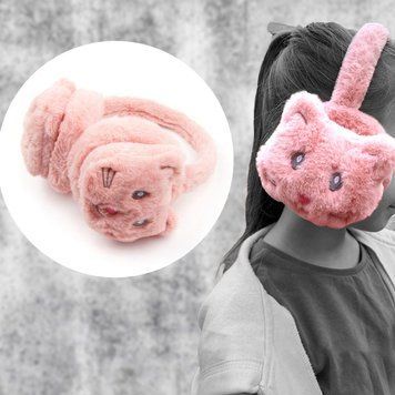 Детские теплые меховые наушники с котиком в ассортименте (740) 07k01p038 фото