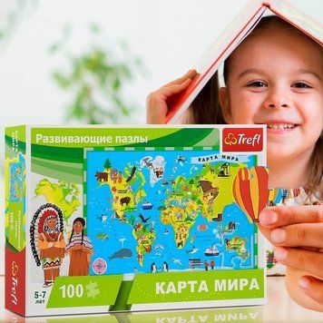 Дитячі пазли Trefl "Карта світу" 100 шт (15527) (SB) 03k19p429 фото