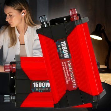 Інвертор 07-2 перетворювач напруги Power Invertor 12V-220V 1500W (LUX) червоний 04k06p017v2 фото