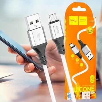 Зарядний кабель для телефону для заряджання та передачі даних MicroUSB HOCO X86 Білий (206) 11k06p323v1 фото