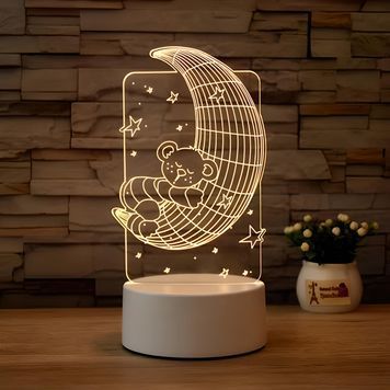 Настільний 3д світильник 3D Desk Lamp Ведмедик на місяці (205) 01k09p179v18 фото