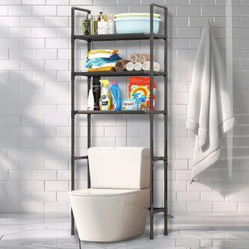 Алюминиевая напольная стойка-органайзер для ванной комнаты над унитаз Toilet Rack AY-2035/1019 Черный (2123) 01k04p226v2 фото