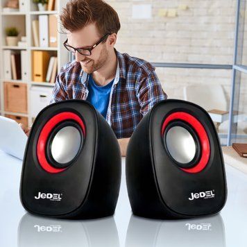 Проводные компьютерные колонки PC 2.0 USB JEDEL M600 USB+3.5mm, 2x3W, 90Hz-20KHz, с регулятором громкости (206) 11k03p219 фото