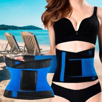 Стягуючий пояс для схуднення на липучці Hot Shapers Belt Power Чорно-Синій M 02k07p015v3 фото