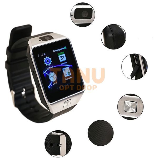 Розумний годинник Smart Watch DZ09 чорні з сірим обідком 11k08p001 фото