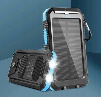 Повербанк водонепроницаемый на солнечной батареи с мощным фонариком Solar charger 20000 mAh Power Bank (N-5) 11k12p102 фото