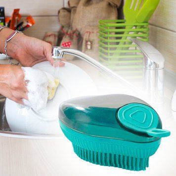 Мочалка с Емкостью для моющего BATH BRUSH LY-319 Бирюзовая/205 01k01p127 фото