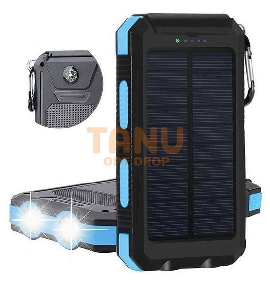 Повербанк водонепроницаемый на солнечной батареи с мощным фонариком Solar charger 20000 mAh Power Bank (N-5) 11k12p102 фото