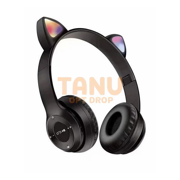 Беспроводные детские наушники Cat Ear Р47 M с кошачьими ушками и подсветкой, Черные 11k01p003v4 фото