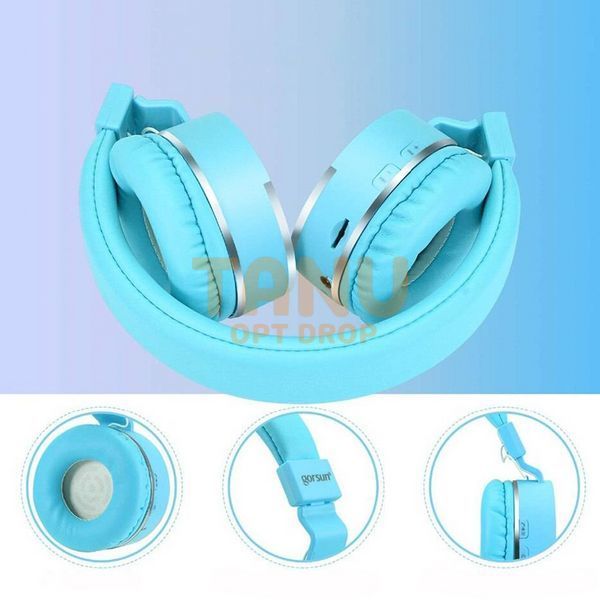 Беспроводные наушники Gorsun GS-E86- Bluetooth стерео наушники с MP3 плеером и FM радио, Голубые 11k01p036 фото