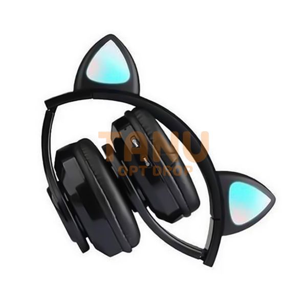 Беспроводные детские наушники Cat Ear Р47 M с кошачьими ушками и подсветкой, Черные 11k01p003v4 фото