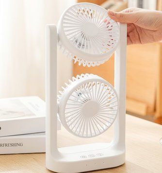 Вентилятор настільник Desktop Fan 1014 2-х кулерний 5W з підсвіткою Білий (4409/1012) 01k07p161 фото
