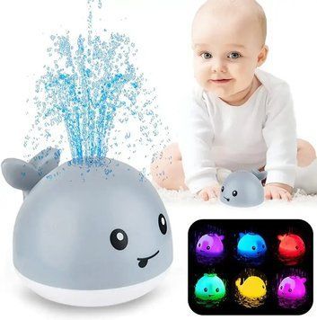 Іграшка для ванної Кит з фонтаном та підсвічуванням Spray Water Bath Toy Сірий (225) 03k05p029 фото