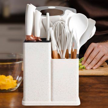 Набір кухонний силіконових аксесуарів на підставці Kitchenware Set 20 предметів Білий (HA-301) 10k03p204v1 фото