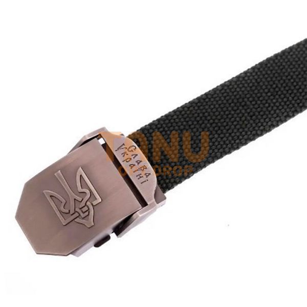 Регульований ремінь-пояс із металевою пряжкою "Герб України" Чорний 08k01p005 фото