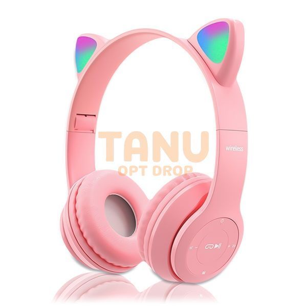 Беспроводные детские наушники Cat Ear Р47 M с кошачьими ушками и подсветкой, Розовые 11k01p003v1 фото