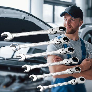 Комбіновані тріскачкові шарнірні ключі в наборі 7шт Wrench set ES-7 (205) 04k02p265 фото