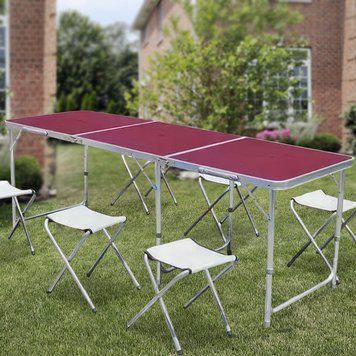 Большой раскладной туристический стол с 6 стульями Folding Table, 60х180см, Коричневый (ЖЯ) 02k02p085v1 фото