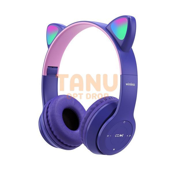 Беспроводные детские наушники Cat Ear Р47 M с кошачьими ушками и подсветкой, Фиолетовые 11k01p003v2 фото