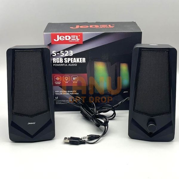Настольные стерео колонки для PC 2.0 JEDEL S523, USB , RGB подсветка, Bluetooth, 19x8 см (206) 11k03p221 фото